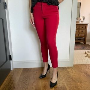 red ankle length pixie pants